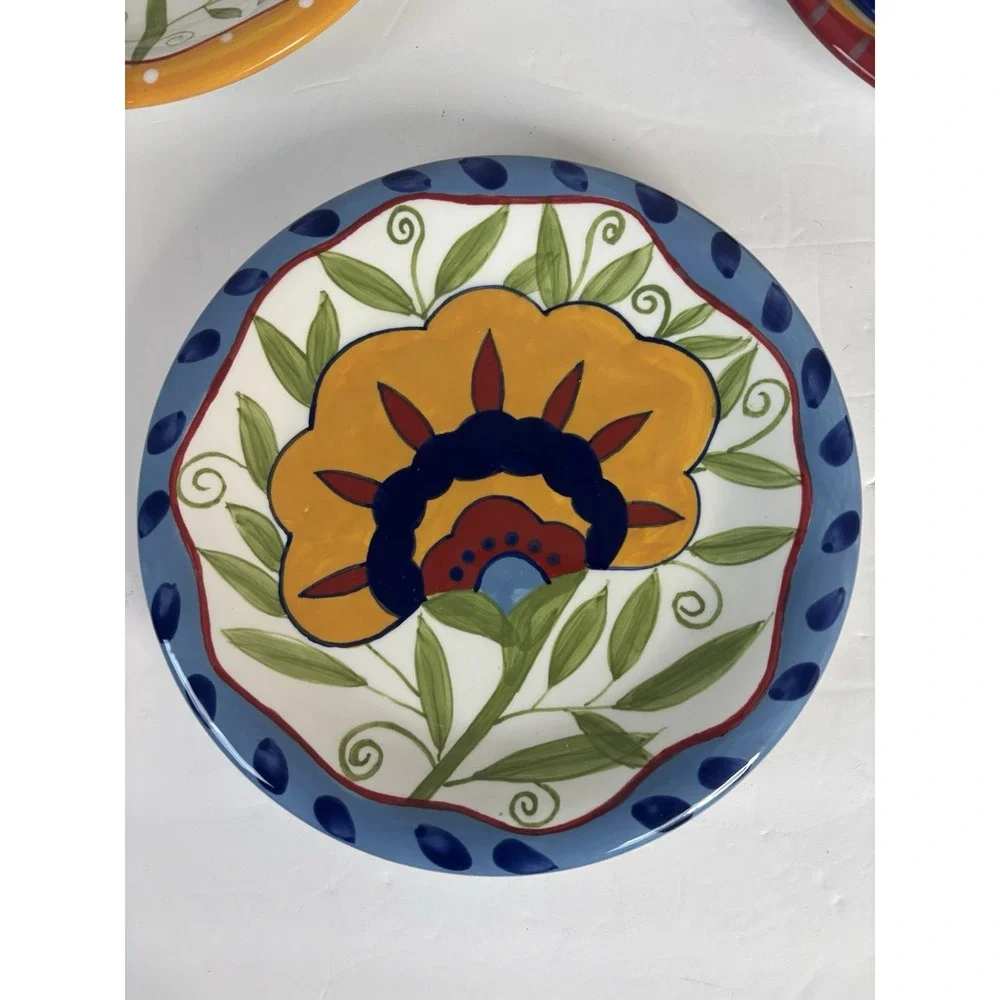 Pier 1 Imports Set Of 4 Floral Dessert Plates Earthenware